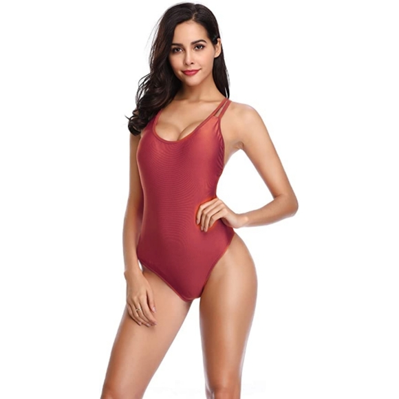 NWT MARINAVIDA Womens 2XL One Piece Wine Strap Low Back Bathing Suit - Picture 3 of 5